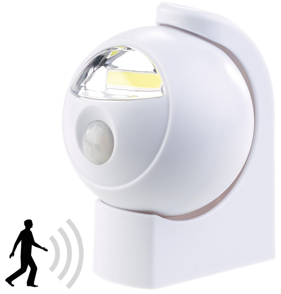 Ultrahelle COB-LED-Lampe mit Batteriebetrieb, PIR-Sensor, 120 Lumen Ultrahelle COB-LED-Lampe mit Batteriebetrieb, PIR-Sensor, 120 Lumen