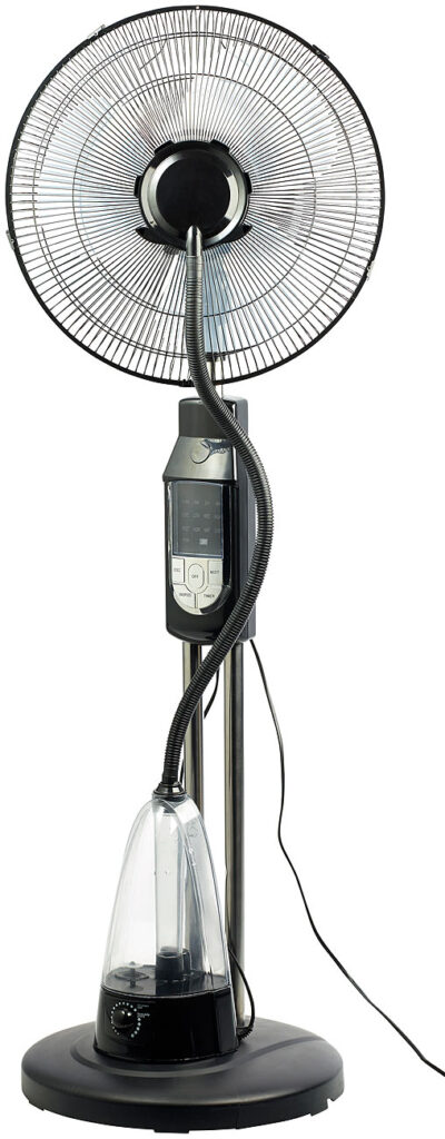Sprühnebel-Standventilator, Oszillation, Fernbedienung, 70 W, Ø 35 cm Sprühnebel-Standventilator, Oszillation, Fernbedienung, 70 W, Ø 35 cm