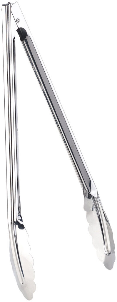 Rostfreie Grillzange aus Chromstahl, rundgezahnte Greifflächen, 30 cm Rostfreie Grillzange aus Chromstahl, rundgezahnte Greifflächen, 30 cm