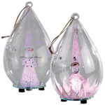 Mundgeblasene LED-Glas-Ornamente in Tropfenform, 2er-Set