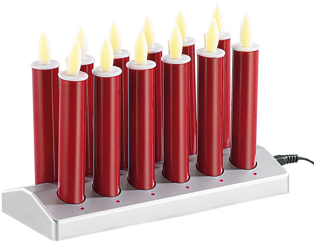 12 stimmungsvolle LED-Akku-Kerzen mit Edelstahl-Haltern, rot 12 stimmungsvolle LED-Akku-Kerzen mit Edelstahl-Haltern, rot