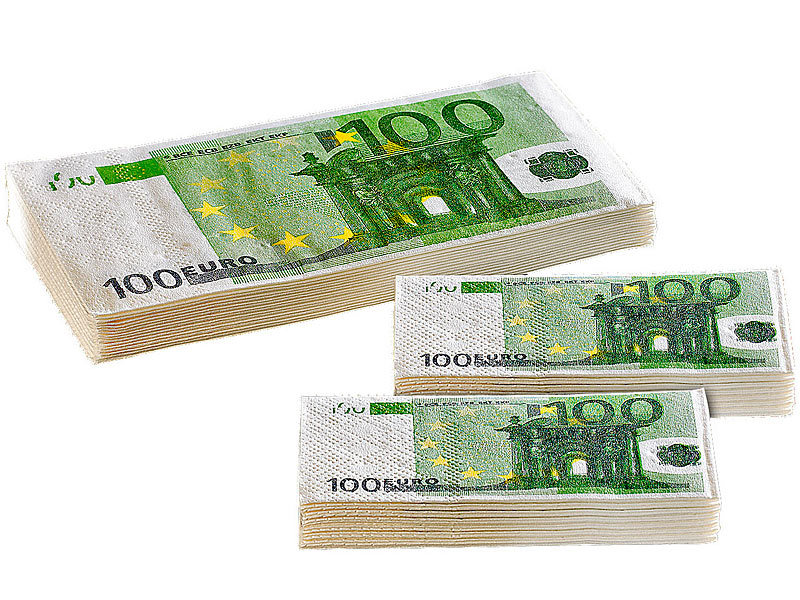 Imponier-Set 200 Taschentücher & 100 Servietten im 100-Euro-Design Imponier-Set 200 Taschentücher & 100 Servietten im 100-Euro-Design