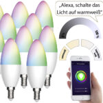 10er-Set WLAN-LED-Lampe für Amazon Alexa/Google Assistant, E14