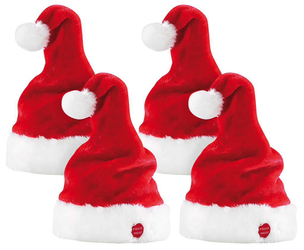 4er-Set Singende und tanzende Nikolausmützen