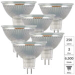 6er-Set LED-Spot, Glasgehäuse GU 5.3, 3 Watt, 250 lm, tageslichtweiss