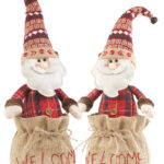 2er-Set Weihnachtsmann-Türstopper „Welcome“, Sandfüllung, 1,1 kg