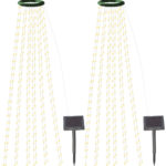 2er-Set Solar-Tannenbaum-Überwurf-Lichterkette, 12 Girlanden, 300 LEDs