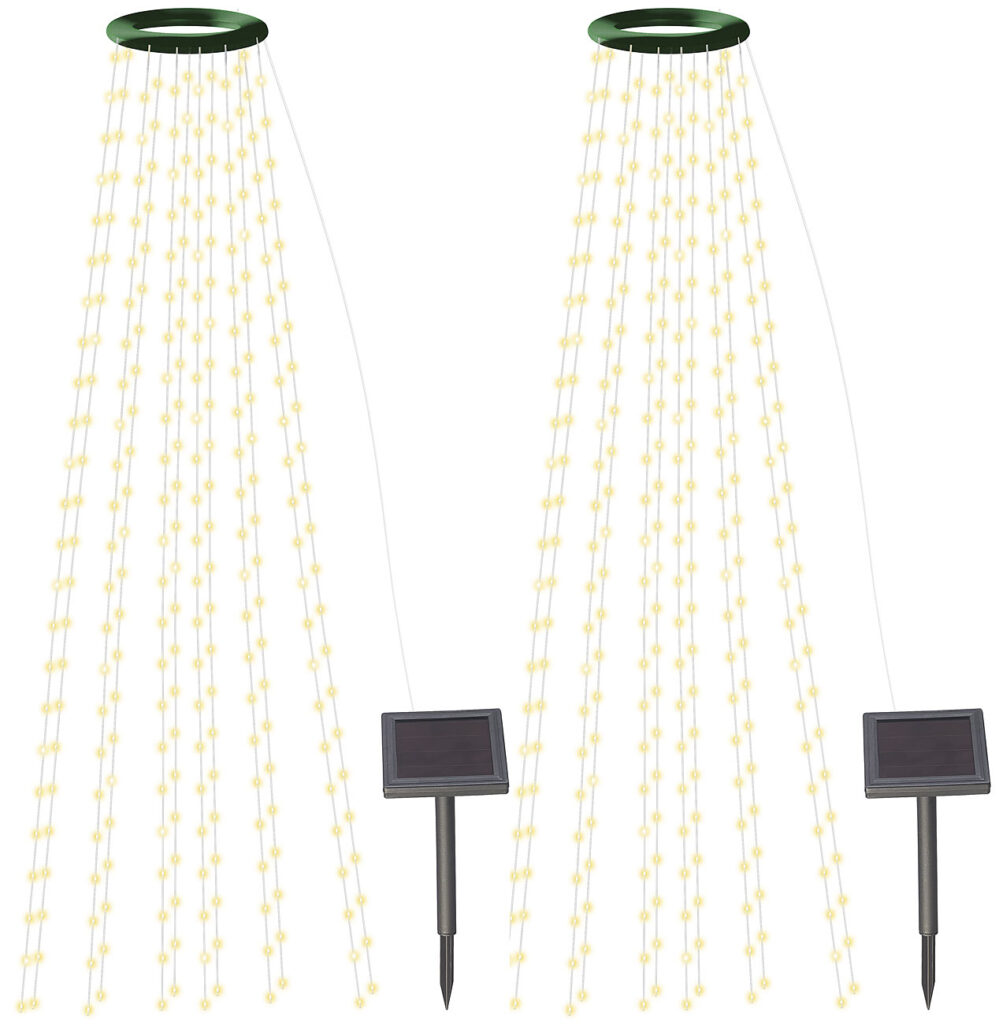 2er-Set Solar-Tannenbaum-Überwurf-Lichterkette, 12 Girlanden, 300 LEDs 2er-Set Solar-Tannenbaum-Überwurf-Lichterkette, 12 Girlanden, 300 LEDs