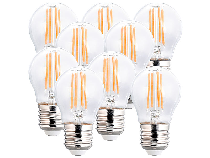 9er-Set LED-Filament-Lampen, G45, E27, 470 lm, 4 W, 2700 K, dimmbar 9er-Set LED-Filament-Lampen, G45, E27, 470 lm, 4 W, 2700 K, dimmbar