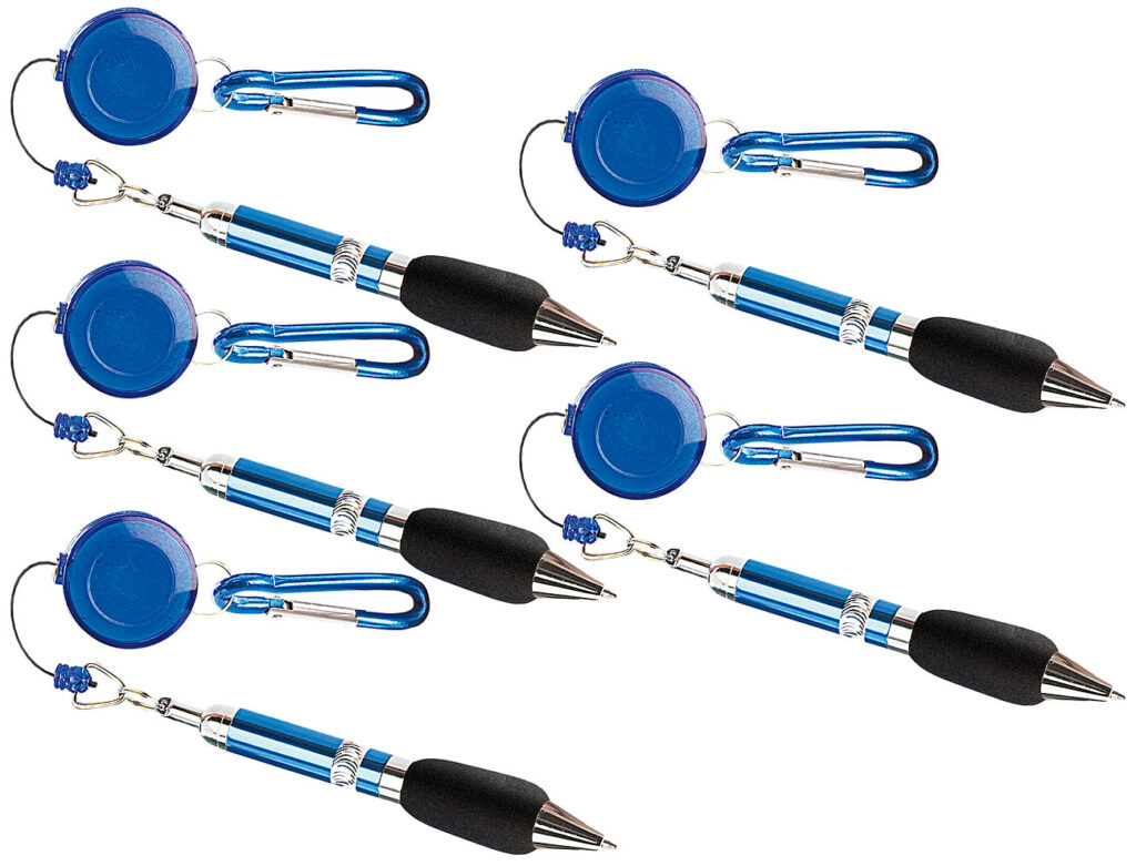 15er-Set Pen-Rewinder mit Karabiner-Haken und Gürtelclip, 60 cm Leine
