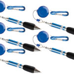 15er-Set Pen-Rewinder mit Karabiner-Haken und Gürtelclip, 60 cm Leine