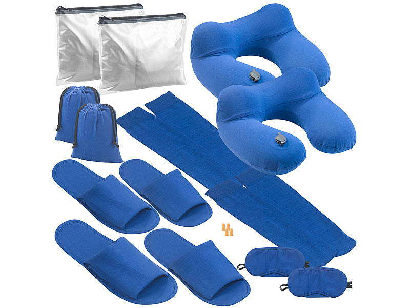 Reise-Doppel-Set mit Nackenhörnchen, Maske, Ohrenstöpseln u.v.m.