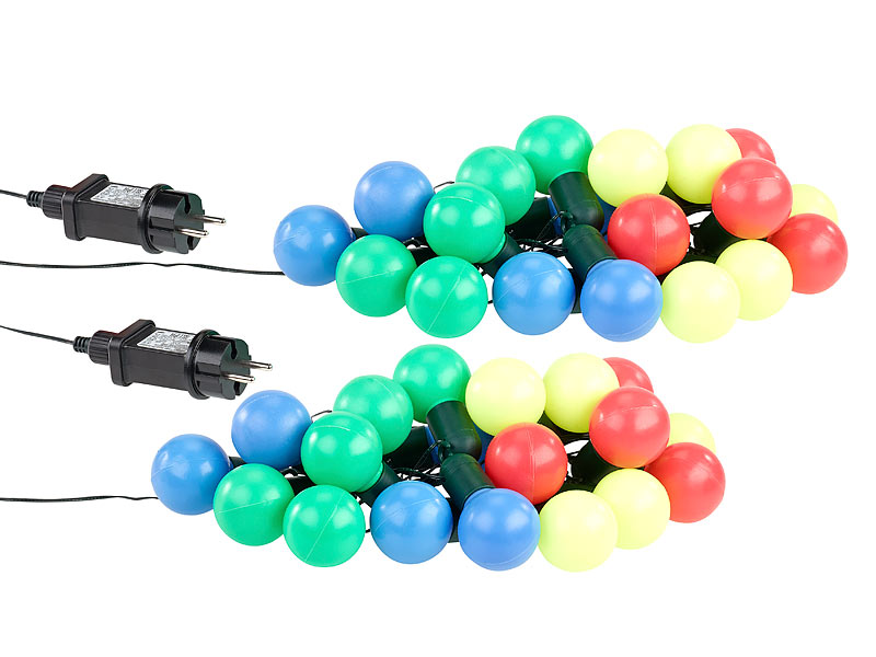 2er-Set LED-Lichterkette mit je 20 Lämpchen, 4-farbig, 1,2 W, IP44 2er-Set LED-Lichterkette mit je 20 Lämpchen, 4-farbig, 1,2 W, IP44