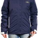 Übergangs-Jacke Navy-Blau mit Fernbedienung für iPod & iPhone, Grösse L