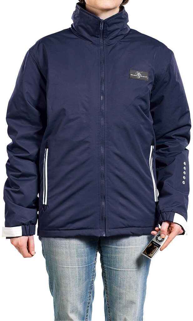 Übergangs-Jacke Navy-Blau mit Fernbedienung für iPod & iPhone, Grösse L Übergangs-Jacke Navy-Blau mit Fernbedienung für iPod & iPhone, Grösse L