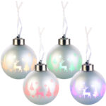 Christbaumkugeln mit Farbwechsel-LEDs, Ø 8cm, 4er-Set