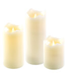 Echtwachskerzen mit beweglicher LED-Flamme, 3er-Set