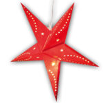 3D-Weihnachtsstern-Lampe, Stern aus Papier, 60 cm, rot