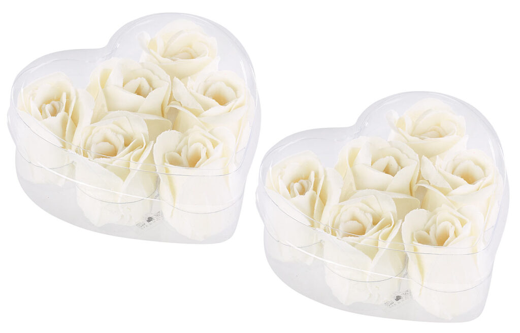 6 cremeweisse Rosen-Duftseifenin Geschenk-Box, 2er Pack 6 cremeweisse Rosen-Duftseifenin Geschenk-Box, 2er Pack