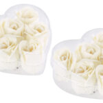 6 cremeweisse Rosen-Duftseifenin Geschenk-Box, 2er Pack