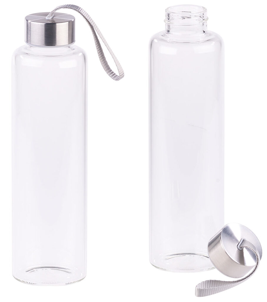 2er-Set Trinkflaschen aus Borosilikat-Glas, 550 ml, spülmaschinenfest 2er-Set Trinkflaschen aus Borosilikat-Glas, 550 ml, spülmaschinenfest
