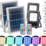 2er-Set Solar-LED-Fluter für aussen, RGBW, 10 Watt, mit Fernbedienung
