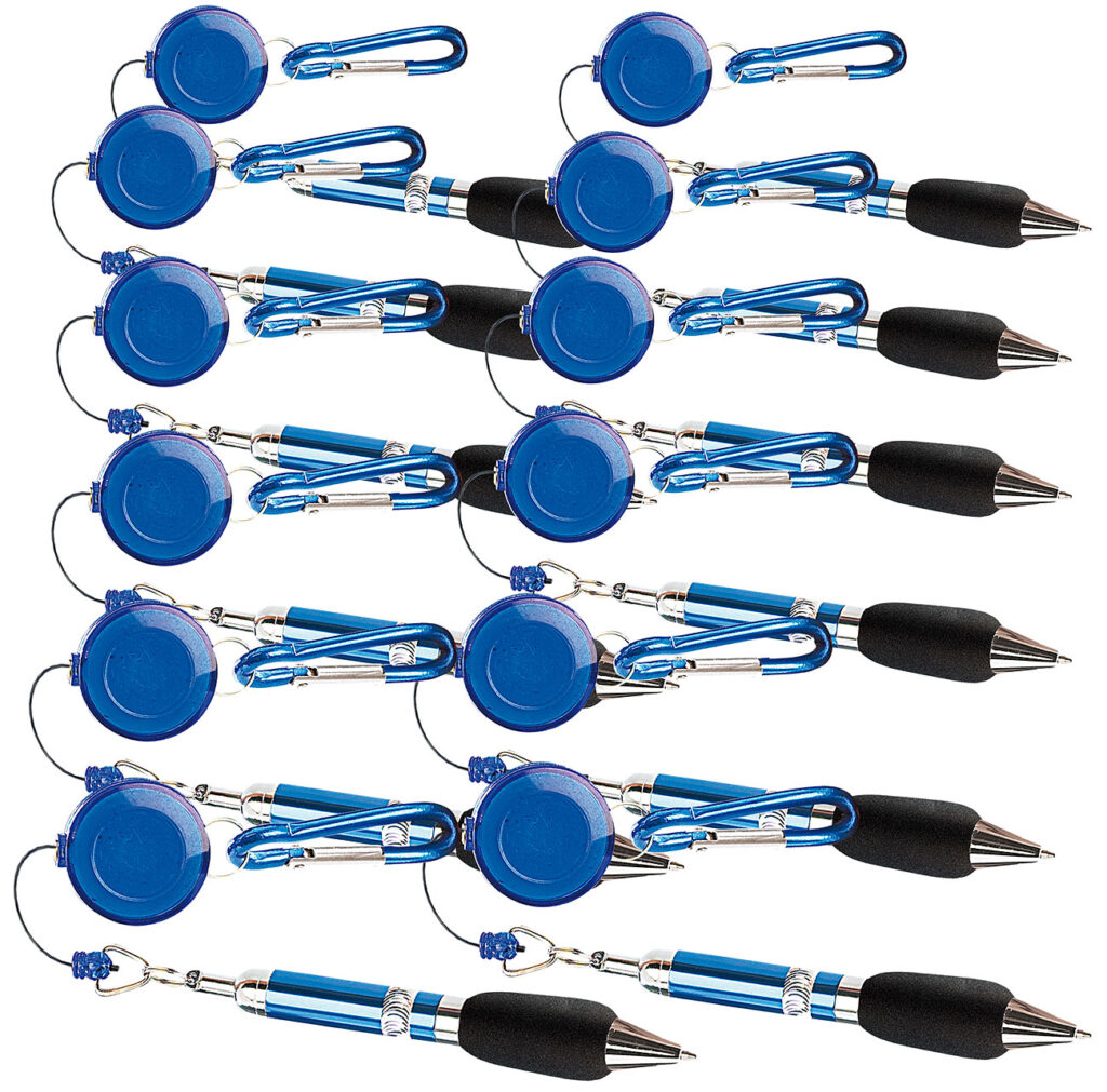 12er-Set Pen-Rewinder mit Karabiner-Haken und Gürtelclip, 60 cm Leine 12er-Set Pen-Rewinder mit Karabiner-Haken und Gürtelclip, 60 cm Leine