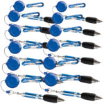 12er-Set Pen-Rewinder mit Karabiner-Haken und Gürtelclip, 60 cm Leine