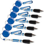 6er-Set Pen-Rewinder mit Karabiner-Haken und Gürtelclip, 60cm Leine