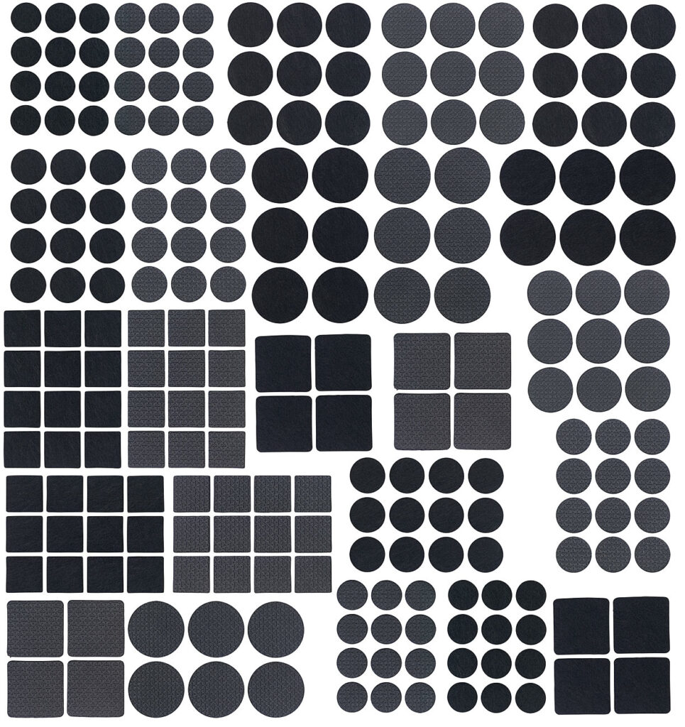 220-teiliges Filzgleiter- undMöbelpuffer-Set, selbstklebend, 4 mm, schwarz 220-teiliges Filzgleiter- undMöbelpuffer-Set, selbstklebend, 4 mm, schwarz