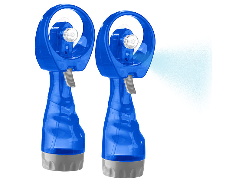 2er-Set Hand-Ventilatoren mit Wassersprüher, je 300 ml-Wassertank 2er-Set Hand-Ventilatoren mit Wassersprüher, je 300 ml-Wassertank