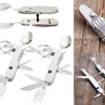 2er-Set 14in1-Edelstahl-Klappbestecke und Taschenmesser