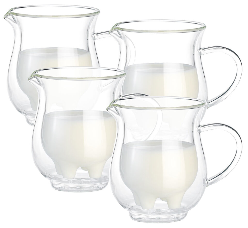 4er-Set doppelwandige Milchkännchen im witzigen Euterdesign, 200 ml 4er-Set doppelwandige Milchkännchen im witzigen Euterdesign, 200 ml