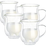 4er-Set  doppelwandige Milchkännchen im witzigen Euterdesign,  200 ml