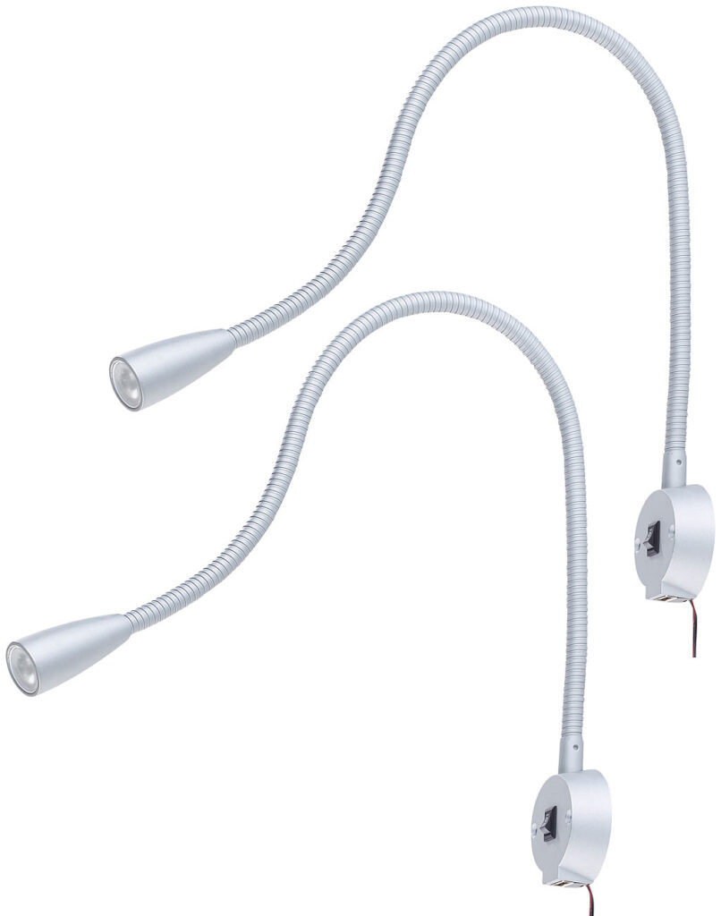 2er-Set LED-Bett- & Leseleuchten, Schwanenhals & USB-Ladebuchse, je 3W 2er-Set LED-Bett- & Leseleuchten, Schwanenhals & USB-Ladebuchse, je 3W