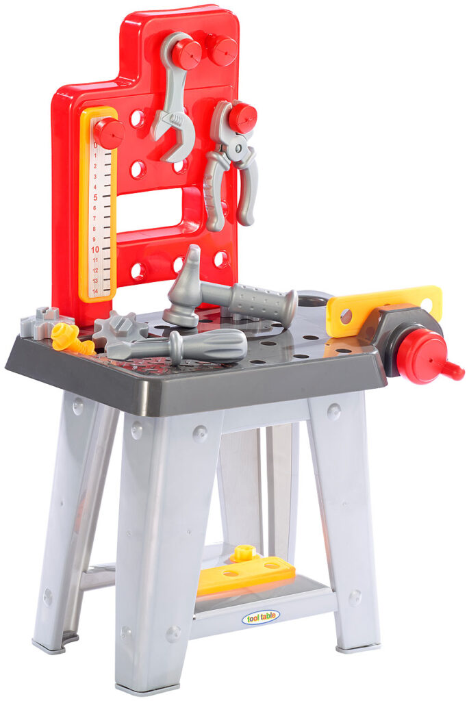 Mini-Werkbank mit Werkzeugset, Höhe 60cm, 30 Teile Mini-Werkbank mit Werkzeugset, Höhe 60cm, 30 Teile