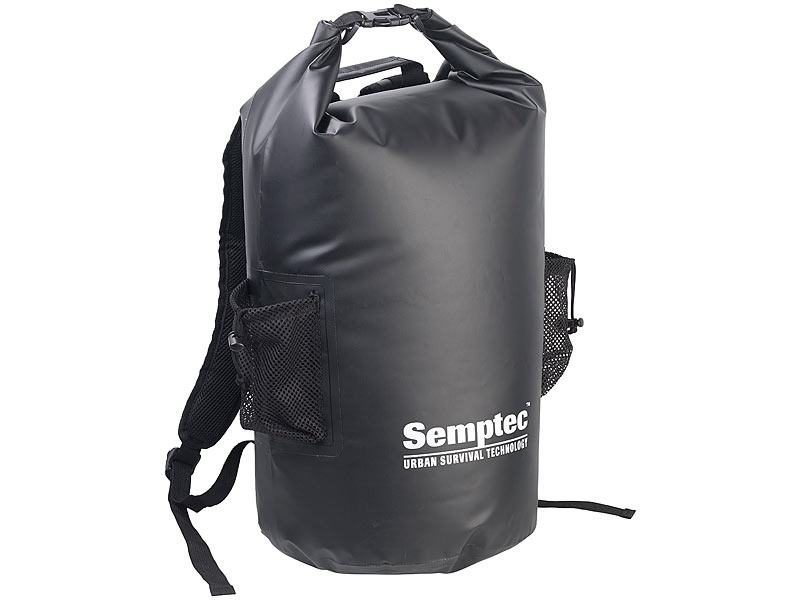 Wasserdichter Trekking-Rucksack aus Lkw-Plane, 40 Liter, schwarz, IPX6 Wasserdichter Trekking-Rucksack aus Lkw-Plane, 40 Liter, schwarz, IPX6