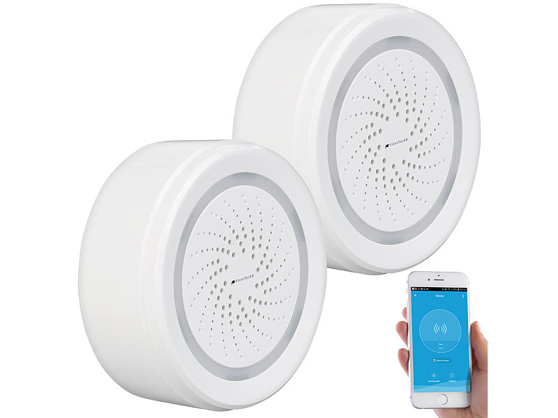 2er-Set Alarm-Sirene mit WLAN & App, komp. zu Alexa & Google Assistant 2er-Set Alarm-Sirene mit WLAN & App, komp. zu Alexa & Google Assistant