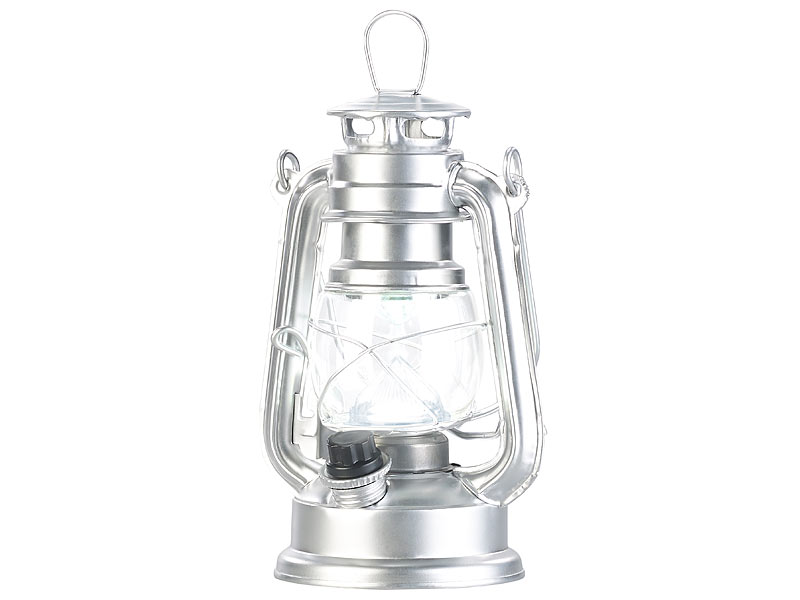 Ultra helle Mini-LED-Sturmlampe, Batterie, 200lm, 3W, 8000 K, silbern Ultra helle Mini-LED-Sturmlampe, Batterie, 200lm, 3W, 8000 K, silbern