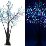 LED-Deko-Kirschbaum, 336 farbig beleuchtete Blüten, 180cm, IP44