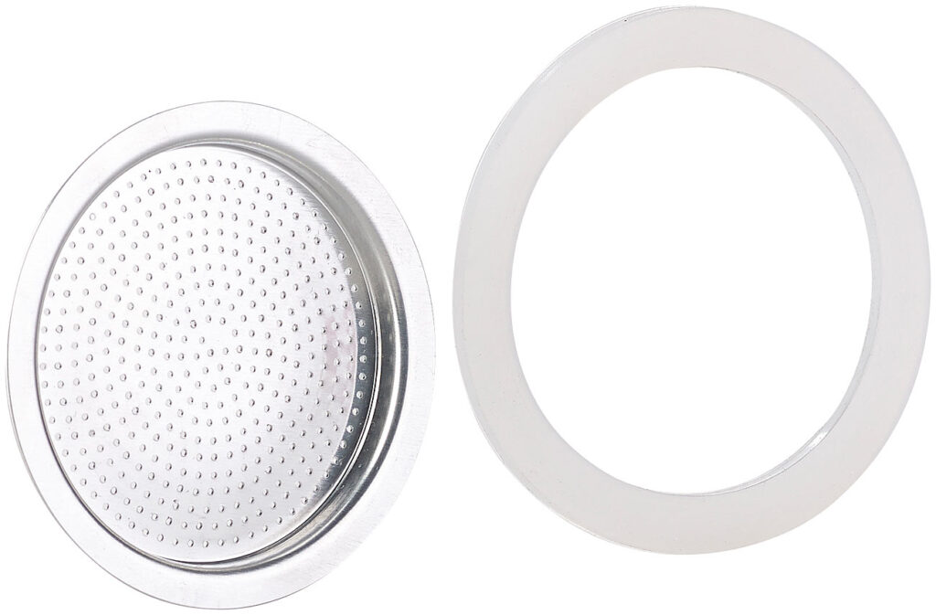 Ersatzdichtung und Siebeinsatz für Design-Espressokocher, Ø 71 mm Ersatzdichtung und Siebeinsatz für Design-Espressokocher, Ø 71 mm