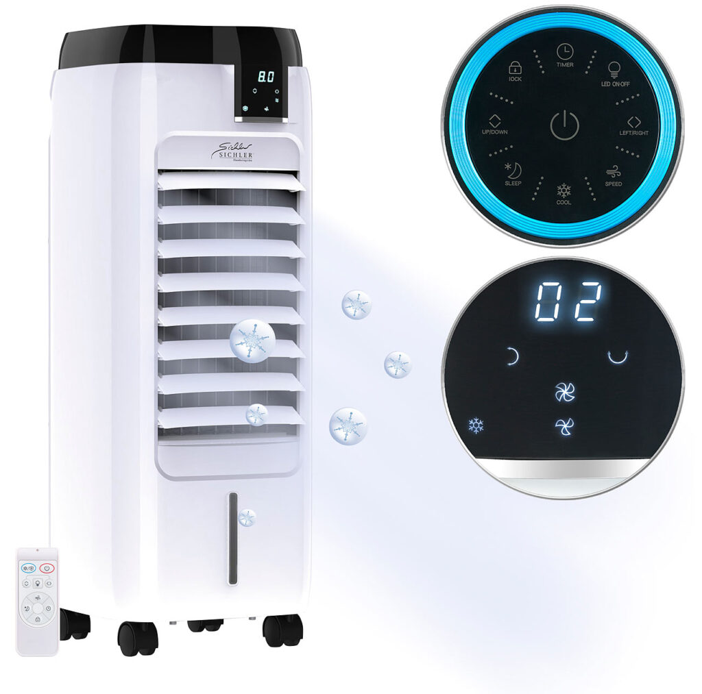 Verdunstungs-Luftkühler mit Oszillation & Peltier-Element, 6 l, 120 W Verdunstungs-Luftkühler mit Oszillation & Peltier-Element, 6 l, 120 W