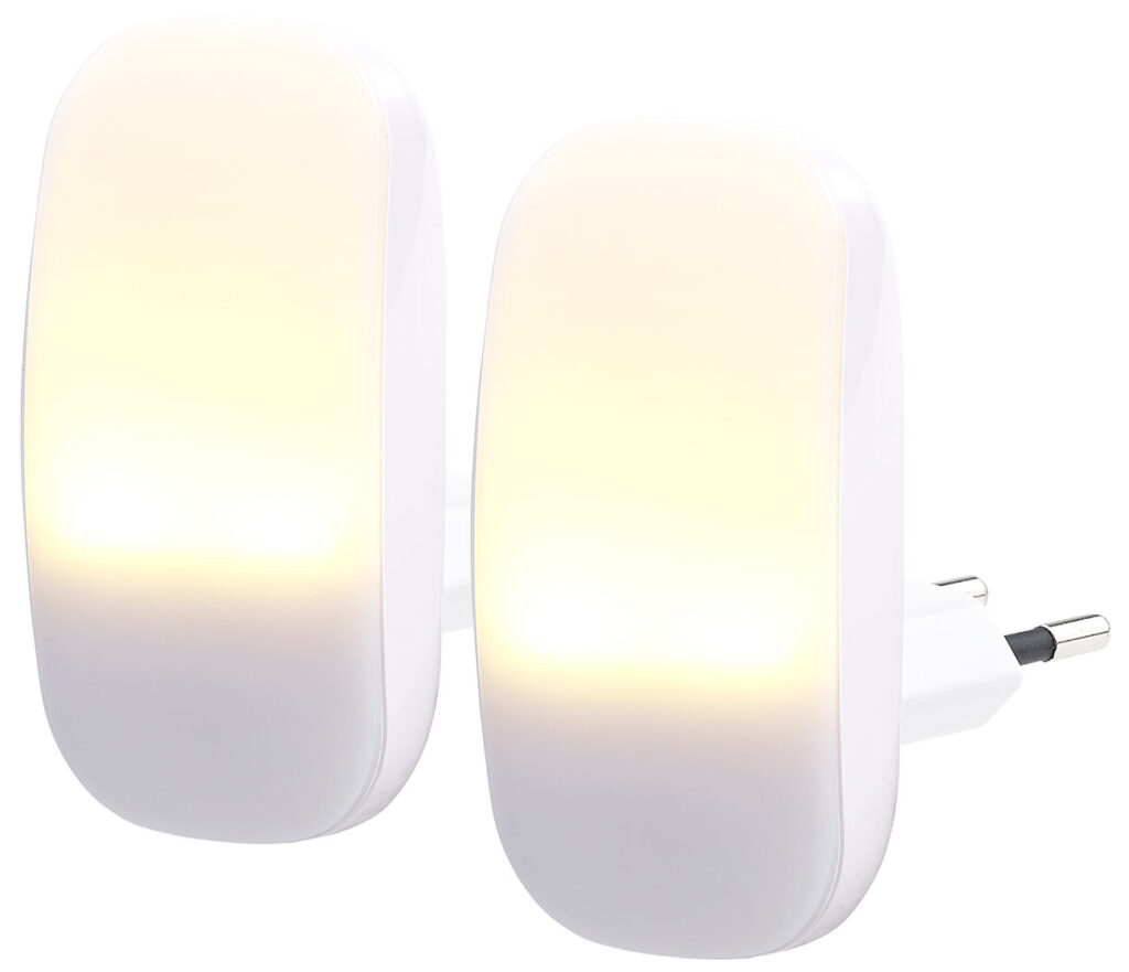 2 kompakte LED-Steckdosen-Nachtlichter, Dämmerungssensor, 1lm, 0,25 W 2 kompakte LED-Steckdosen-Nachtlichter, Dämmerungssensor, 1lm, 0,25 W