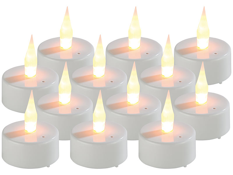 12er-Set LED-Teelichter mit Luftzugsensor und beweglicher Flamme 12er-Set LED-Teelichter mit Luftzugsensor und beweglicher Flamme