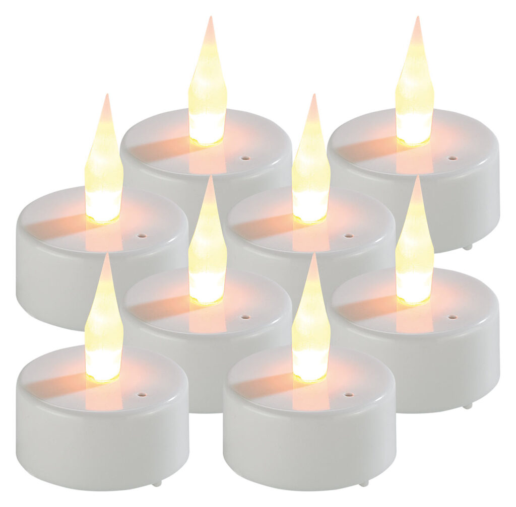 8er-Set LED-Teelichter mit Luftzugsensor und beweglicher Flamme 8er-Set LED-Teelichter mit Luftzugsensor und beweglicher Flamme