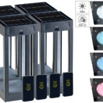 4er-Set Outdoor-Solar-Laterne, RGB+W-LEDs, Fernbedienung, 80 lm, 1 W