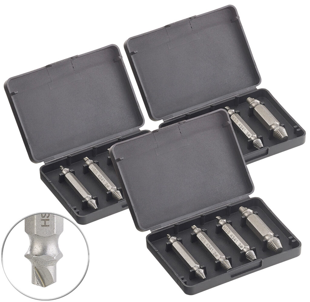 3x 4-tlg. Schrauben-Ausdreher-Set aus HSS-Stahl