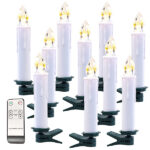 10er-Set Funk-Weihnachtsbaum-LED-Kerzen mit Fernbedienung, weiss
