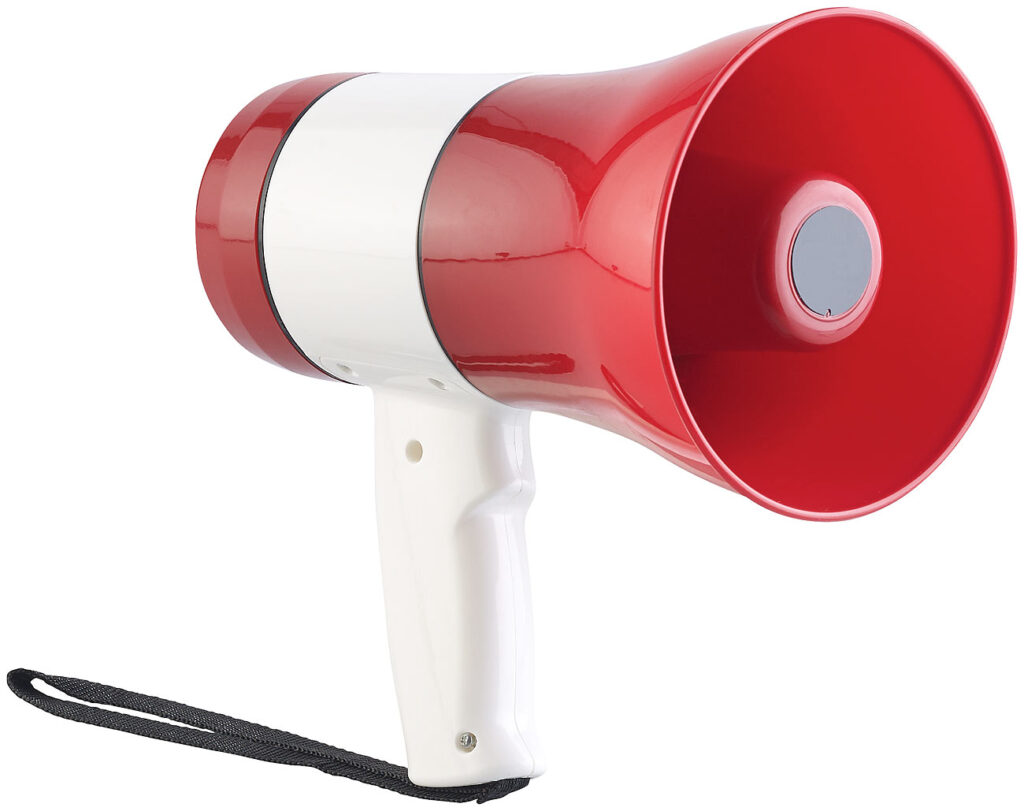 Akku-MP3-Megafon mit Voice-Recording, Sirene, USB- & SD-Slot, 20 Watt