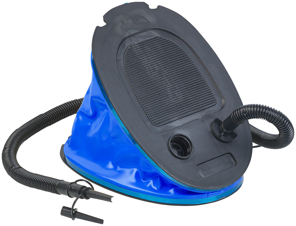 XL-Fussluftpumpe mit Blasebalg, 5l Kapazität, 2 Ventil-Aufsätze XL-Fussluftpumpe mit Blasebalg, 5l Kapazität, 2 Ventil-Aufsätze